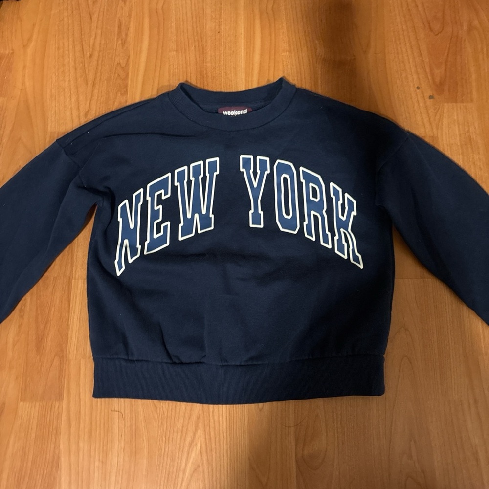 NEW YORK Navy Cropped Sweatshirt